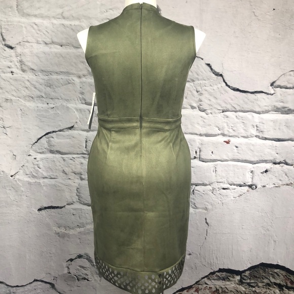I LE New York olive green laser cut hem dress 10 - Picture 3 of 8